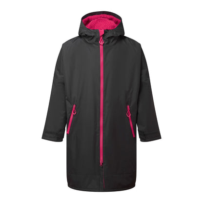 Charcoal-Hot Pink - Front - TriDri Unisex Adult Waterproof Changing Robe