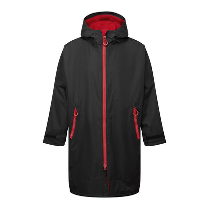 Black-Red - Front - TriDri Unisex Adult Waterproof Changing Robe