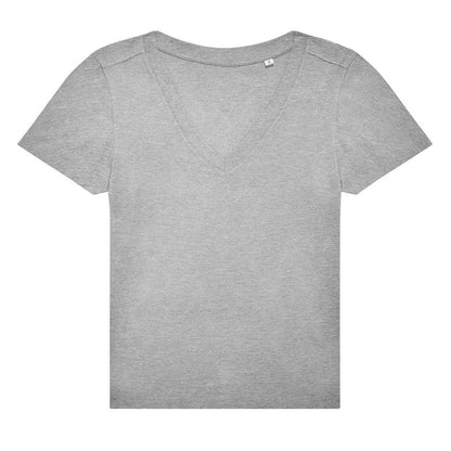 Sports Grey - Front - B&C Womens-Ladies Plain V Neck T-Shirt