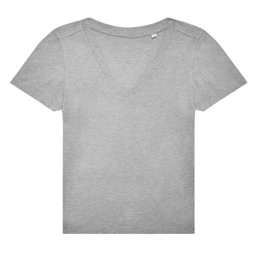 Sports Grey - Front - B&C Womens-Ladies Plain V Neck T-Shirt