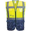 Yellow- Navy - Front - Portwest Hi Vis Executive - Manager Vest - Safetywear