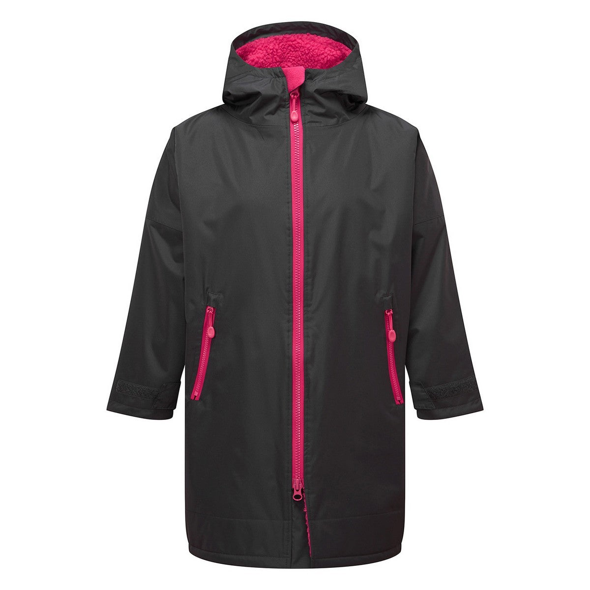 Charcoal-Hot Pink - Front - TriDri Childrens-Kids Changing Robe