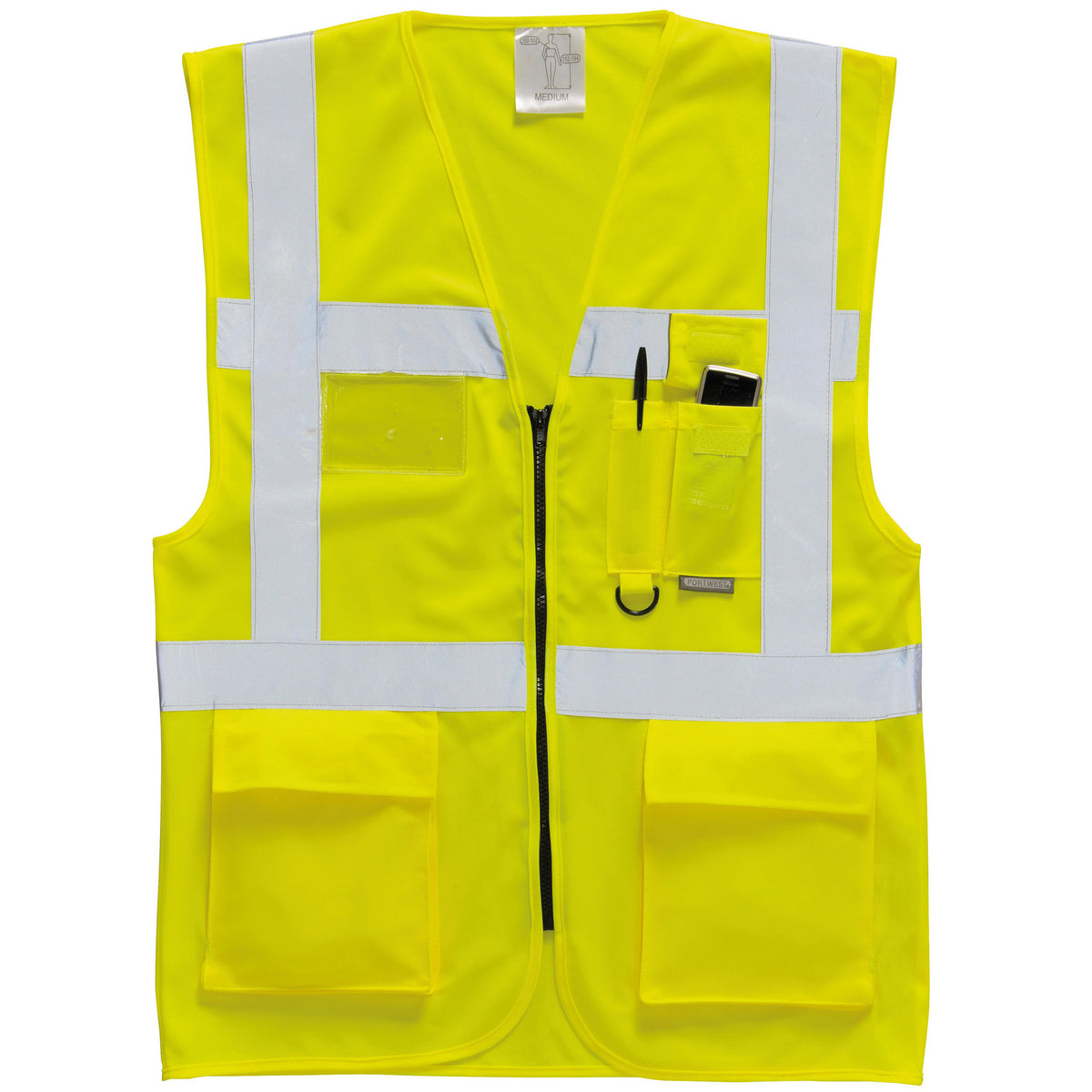 Yellow - Front - Portwest Hi Vis Executive - Manager Vest - Safetywear