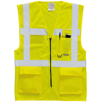 Yellow - Front - Portwest Hi Vis Executive - Manager Vest - Safetywear