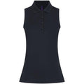 Navy - Front - Henbury Womens-Ladies CoolPlus Sleeveless Polo Shirt