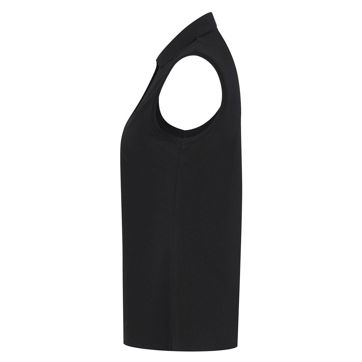 Black - Side - Henbury Womens-Ladies CoolPlus Sleeveless Polo Shirt