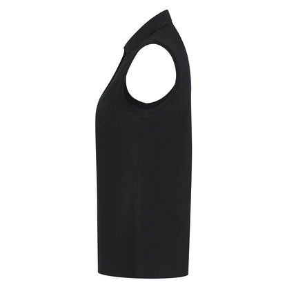 Black - Side - Henbury Womens-Ladies CoolPlus Sleeveless Polo Shirt