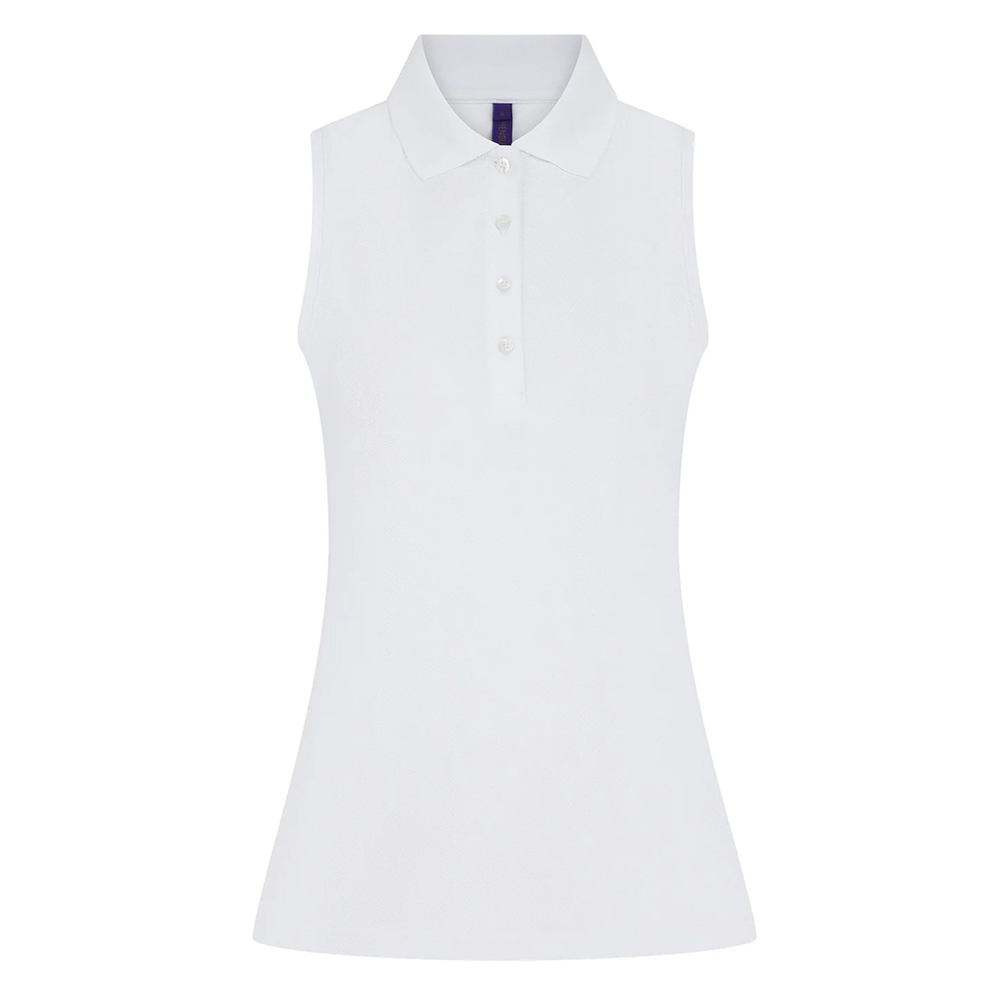 White - Front - Henbury Womens-Ladies CoolPlus Sleeveless Polo Shirt