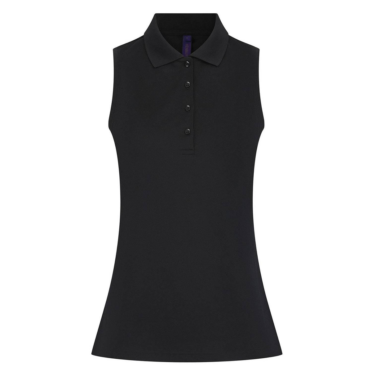 Black - Front - Henbury Womens-Ladies CoolPlus Sleeveless Polo Shirt
