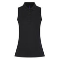 Black - Front - Henbury Womens-Ladies CoolPlus Sleeveless Polo Shirt