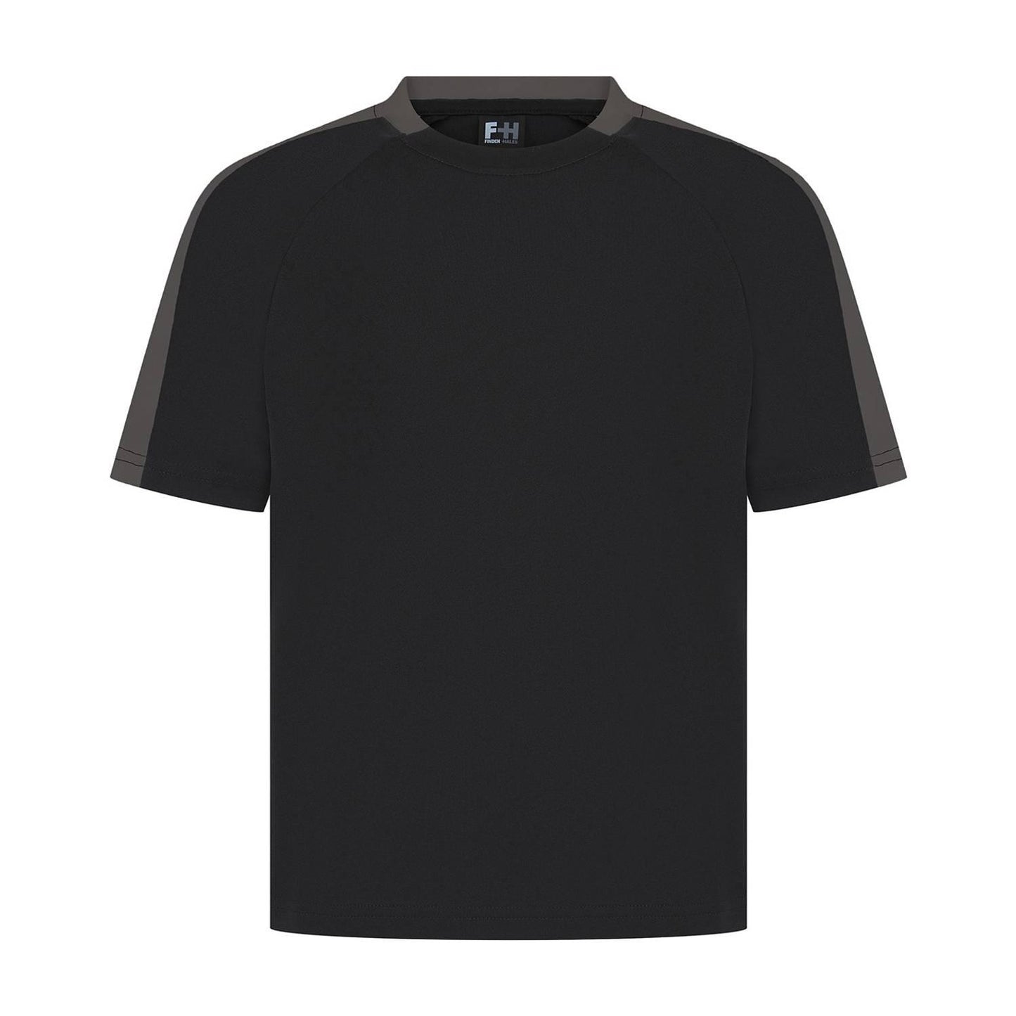 Black-Gunmetal - Front - Finden & Hales Childrens-Kids Team T-Shirt