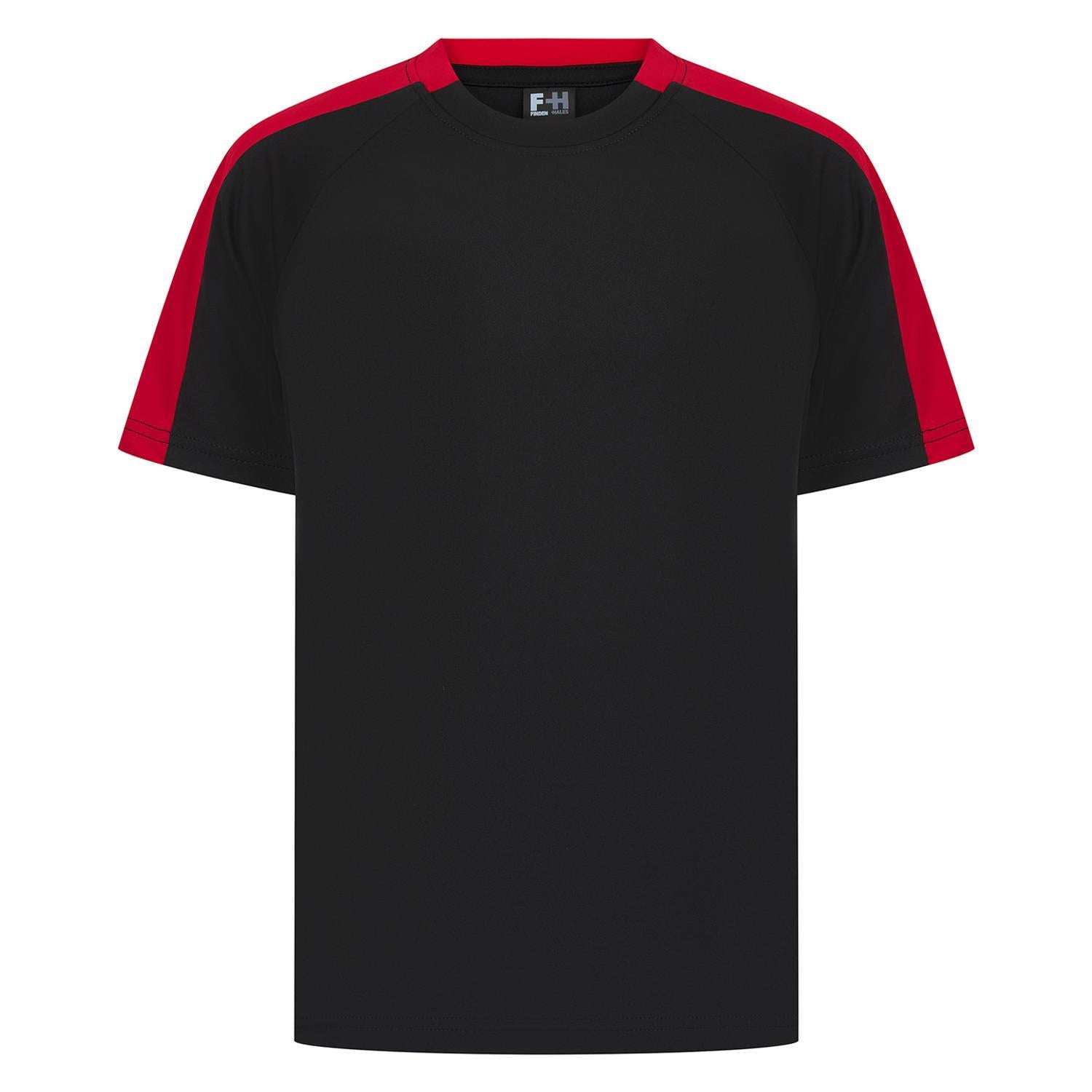 Black-Red - Front - Finden & Hales Childrens-Kids Team T-Shirt