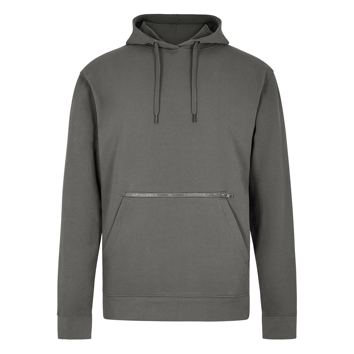 Dark Grey - Front - Kustom Kit Unisex Adult Pique Zip Pocket Regular Hoodie