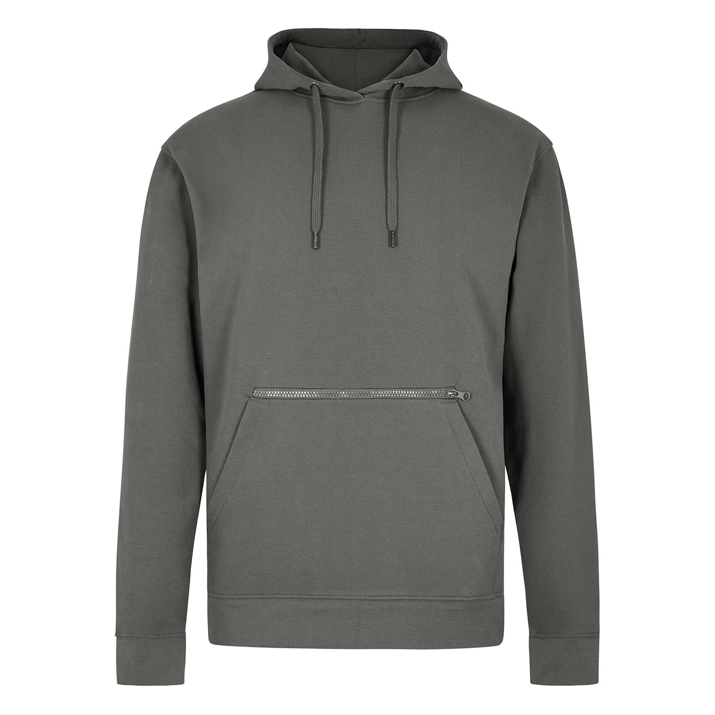 Dark Grey - Front - Kustom Kit Unisex Adult Pique Zip Pocket Regular Hoodie