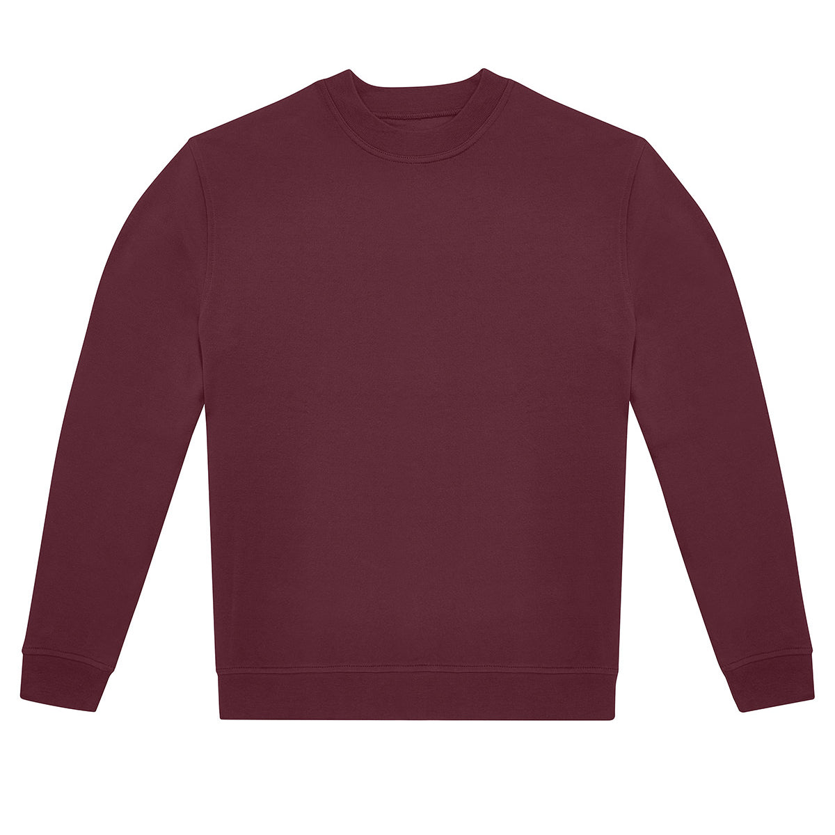Burgundy - Front - B&C Unisex Adult ID.222 Crew Neck Sweatshirt