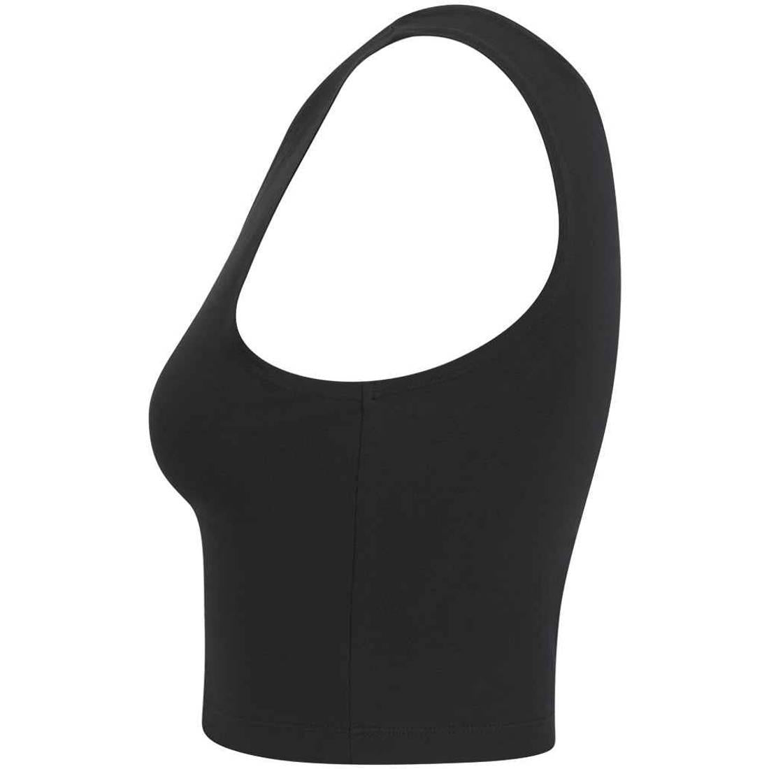 Black - Side - SF Womens-Ladies One Shoulder Crop Top