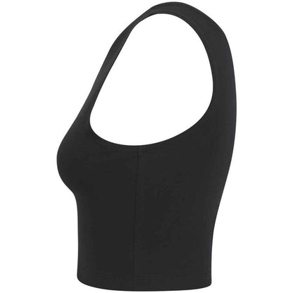 Black - Side - SF Womens-Ladies One Shoulder Crop Top