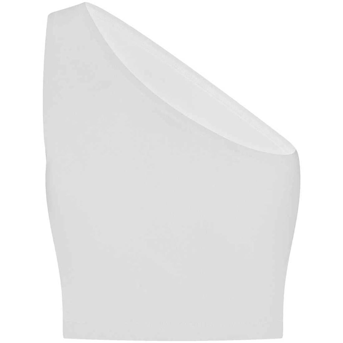 White - Back - SF Womens-Ladies One Shoulder Crop Top