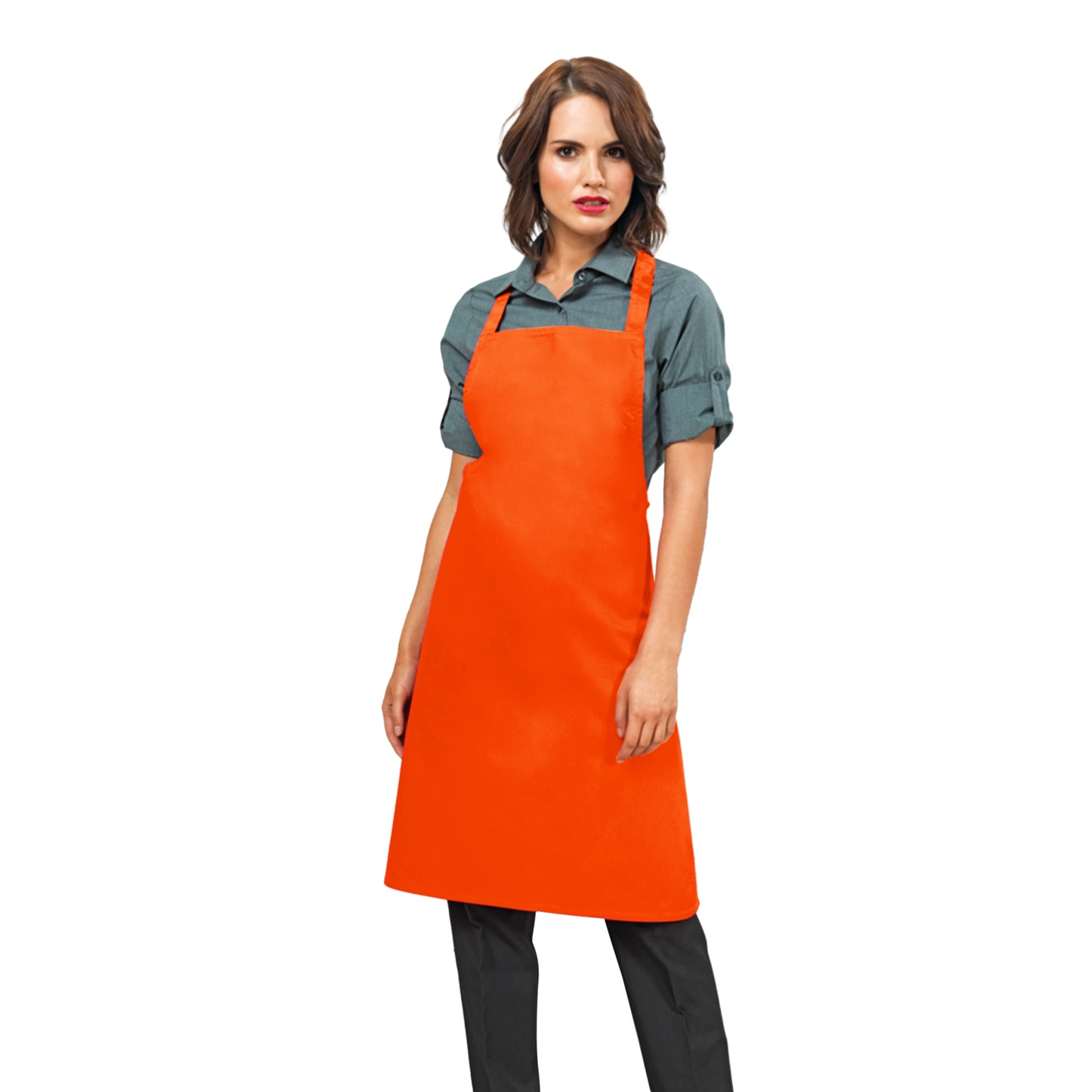 Orange - Back - Premier Ladies-Womens Slim Apron (no Pocket) - Workwear