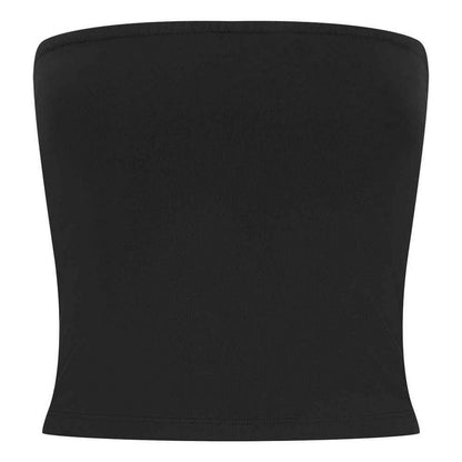 Black - Front - SF Womens-Ladies Bandeau Crop Top