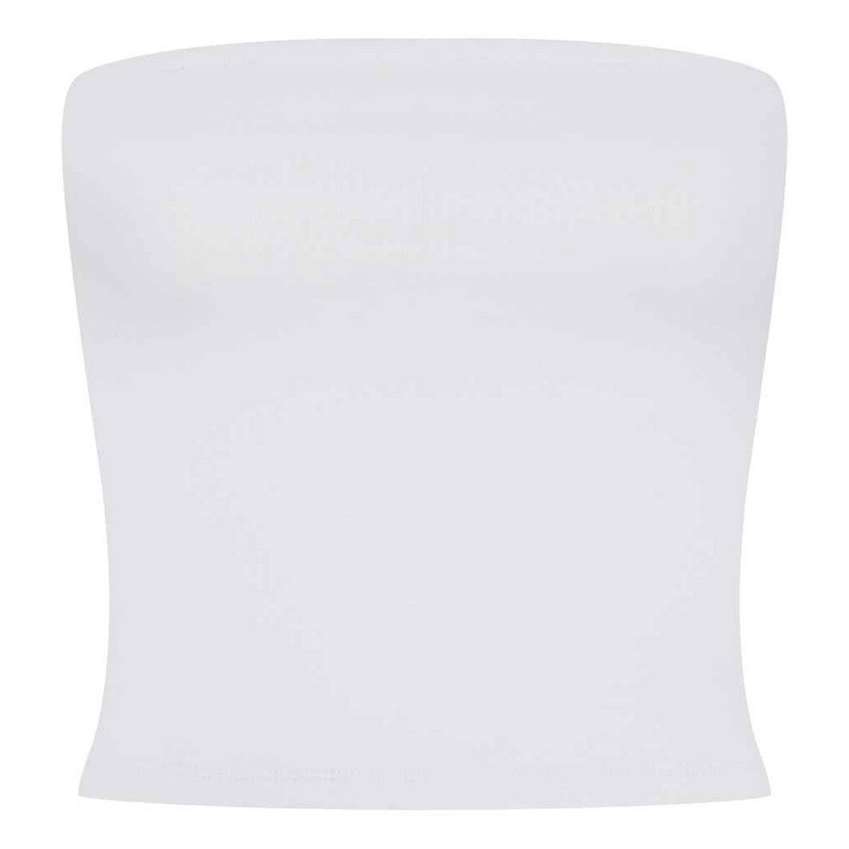 White - Front - SF Womens-Ladies Bandeau Crop Top