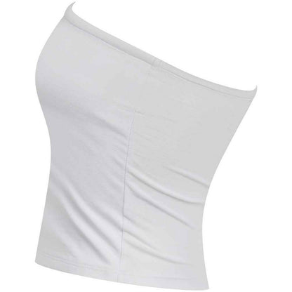 White - Side - SF Womens-Ladies Bandeau Crop Top