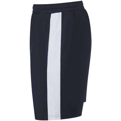 Navy-White - Side - Finden & Hales Childrens-Kids Knitted Zip Pocket Sweat Shorts