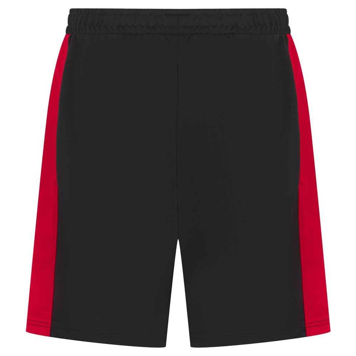 Black-Red - Back - Finden & Hales Childrens-Kids Knitted Zip Pocket Sweat Shorts