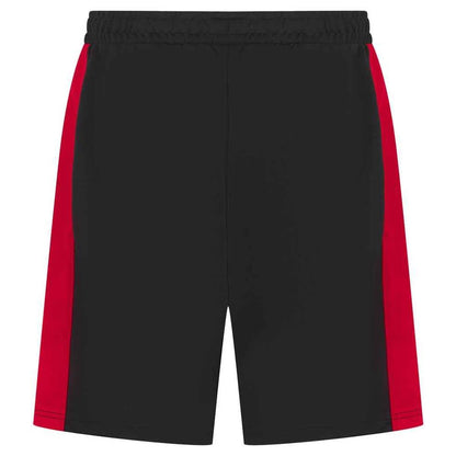 Black-Red - Back - Finden & Hales Childrens-Kids Knitted Zip Pocket Sweat Shorts