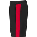 Black-Red - Side - Finden & Hales Childrens-Kids Knitted Zip Pocket Sweat Shorts