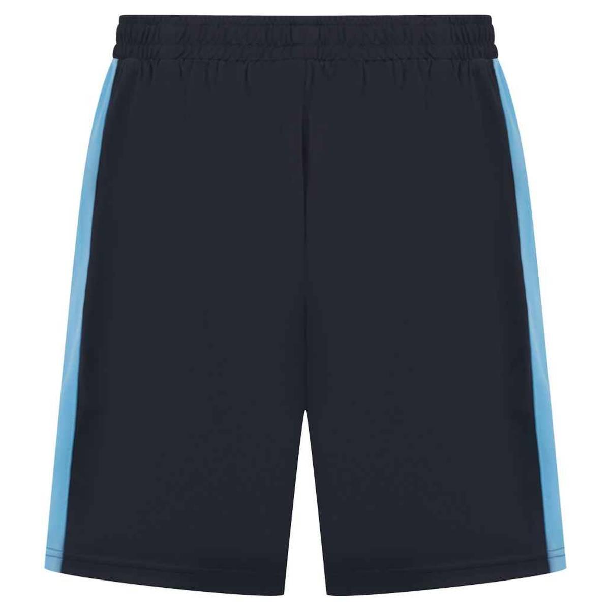 Navy-Sky Blue - Front - Finden & Hales Childrens-Kids Knitted Zip Pocket Sweat Shorts