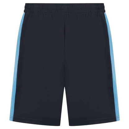 Navy-Sky Blue - Front - Finden & Hales Childrens-Kids Knitted Zip Pocket Sweat Shorts