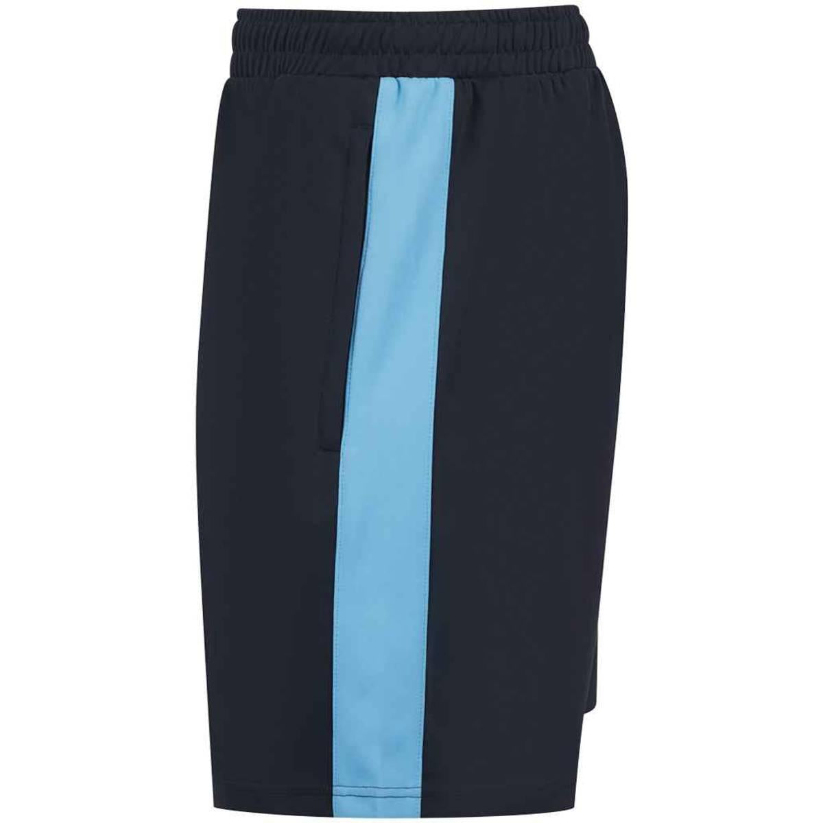 Navy-Sky Blue - Back - Finden & Hales Childrens-Kids Knitted Zip Pocket Sweat Shorts