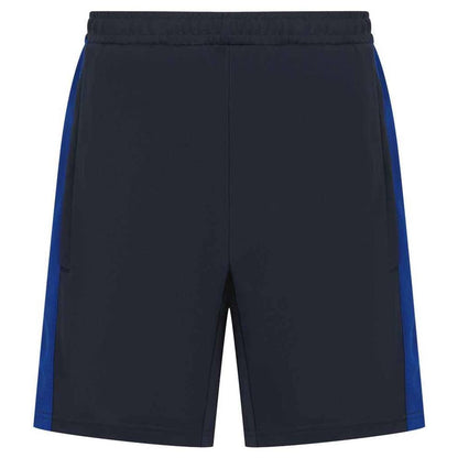 Navy-Royal Blue - Front - Finden & Hales Childrens-Kids Knitted Zip Pocket Sweat Shorts