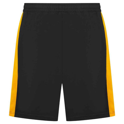 Black-Gold - Front - Finden & Hales Childrens-Kids Knitted Zip Pocket Sweat Shorts