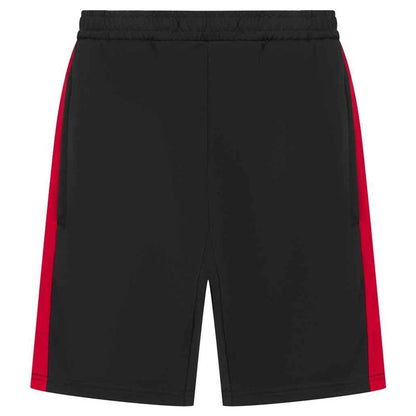 Black-Red - Front - Finden & Hales Childrens-Kids Knitted Zip Pocket Sweat Shorts