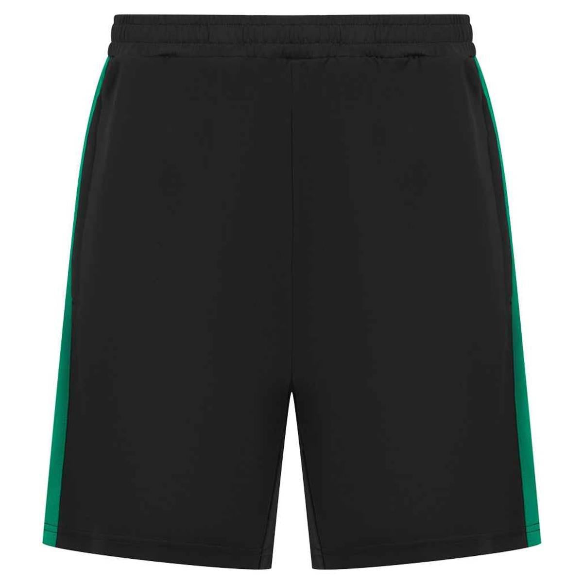 Black-Emerald - Front - Finden & Hales Childrens-Kids Knitted Zip Pocket Sweat Shorts