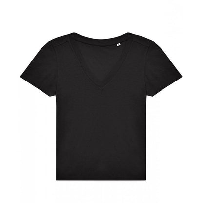 Black - Front - B&C Womens-Ladies #E150 V Neck T-Shirt
