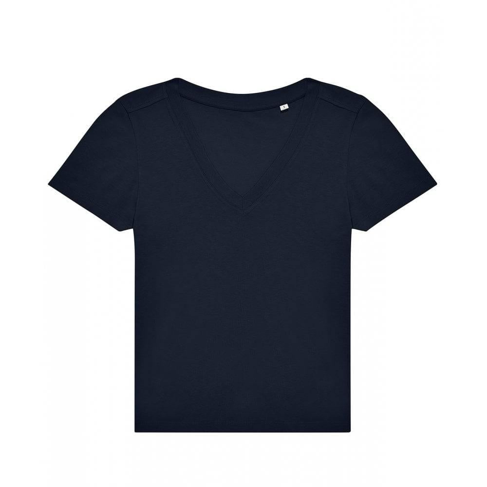 Navy - Front - B&C Womens-Ladies #E150 V Neck T-Shirt