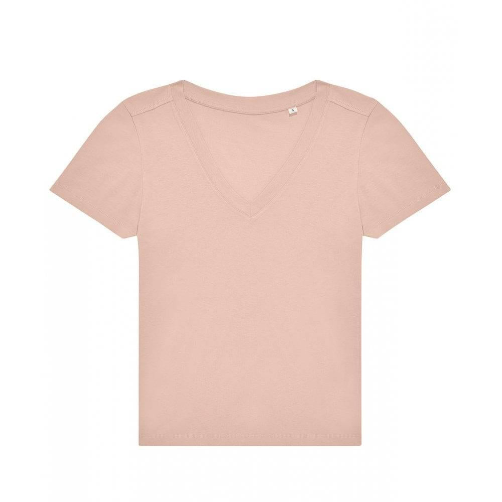 Soft Rose - Front - B&C Womens-Ladies #E150 V Neck T-Shirt