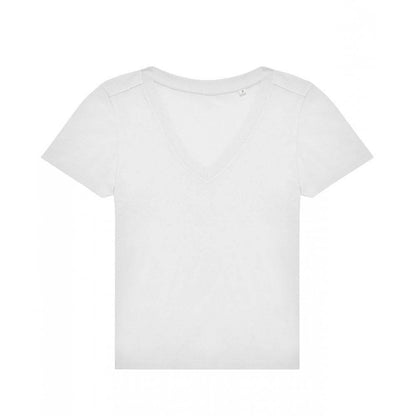 White - Front - B&C Womens-Ladies #E150 V Neck T-Shirt