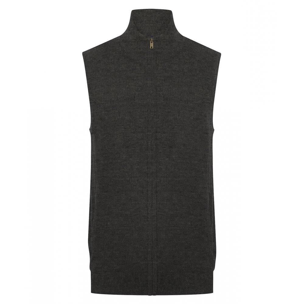 Grey Marl - Front - Henbury Mens Zip Front Sleeveless Jumper