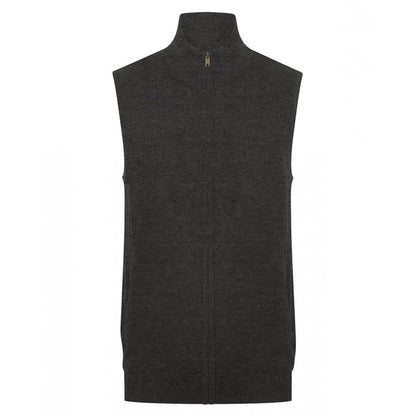 Grey Marl - Front - Henbury Mens Zip Front Sleeveless Jumper