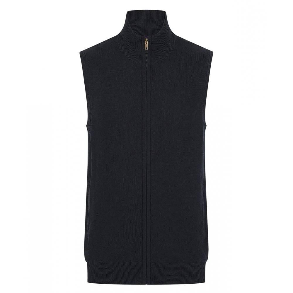 Navy - Front - Henbury Mens Zip Front Sleeveless Jumper