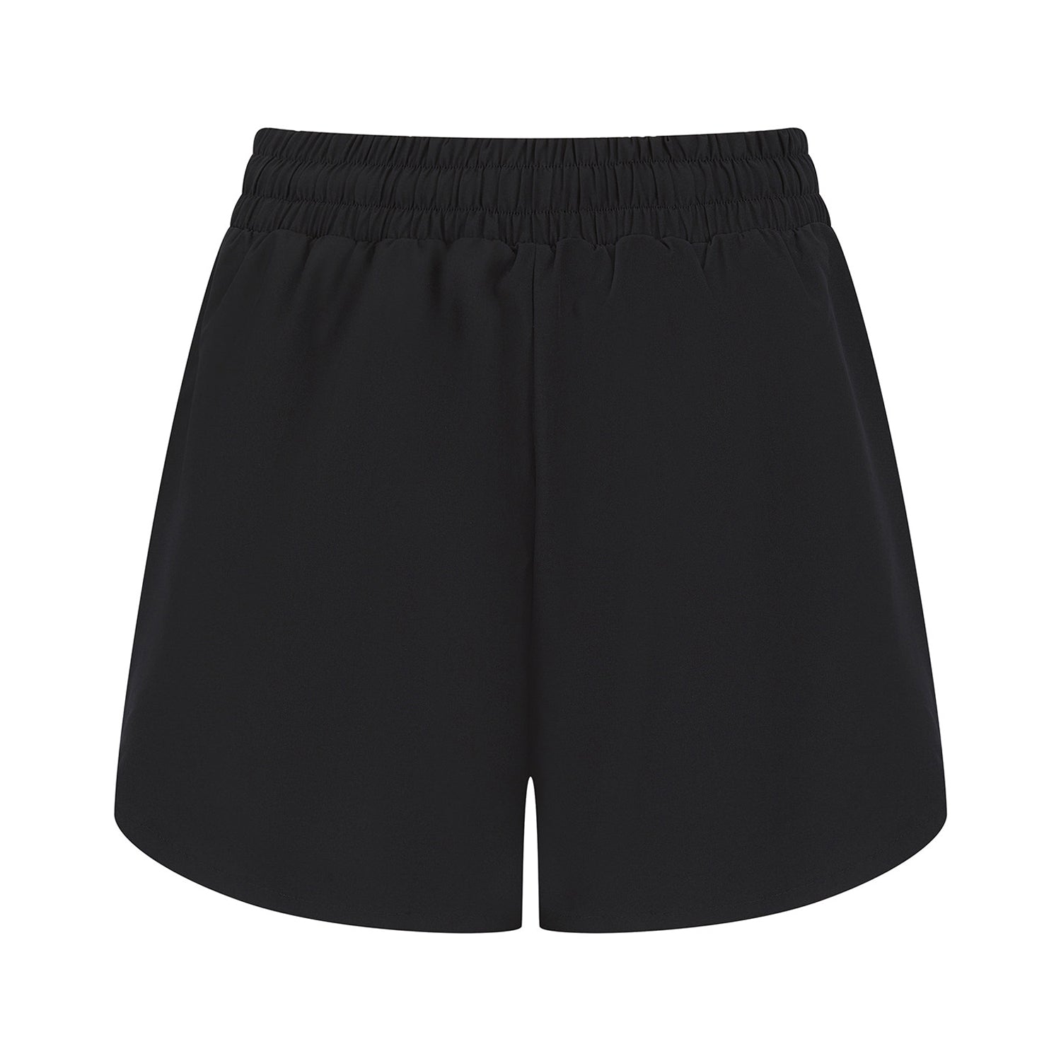 Black - Back - Tombo Womens-Ladies Double Layered Sports Shorts