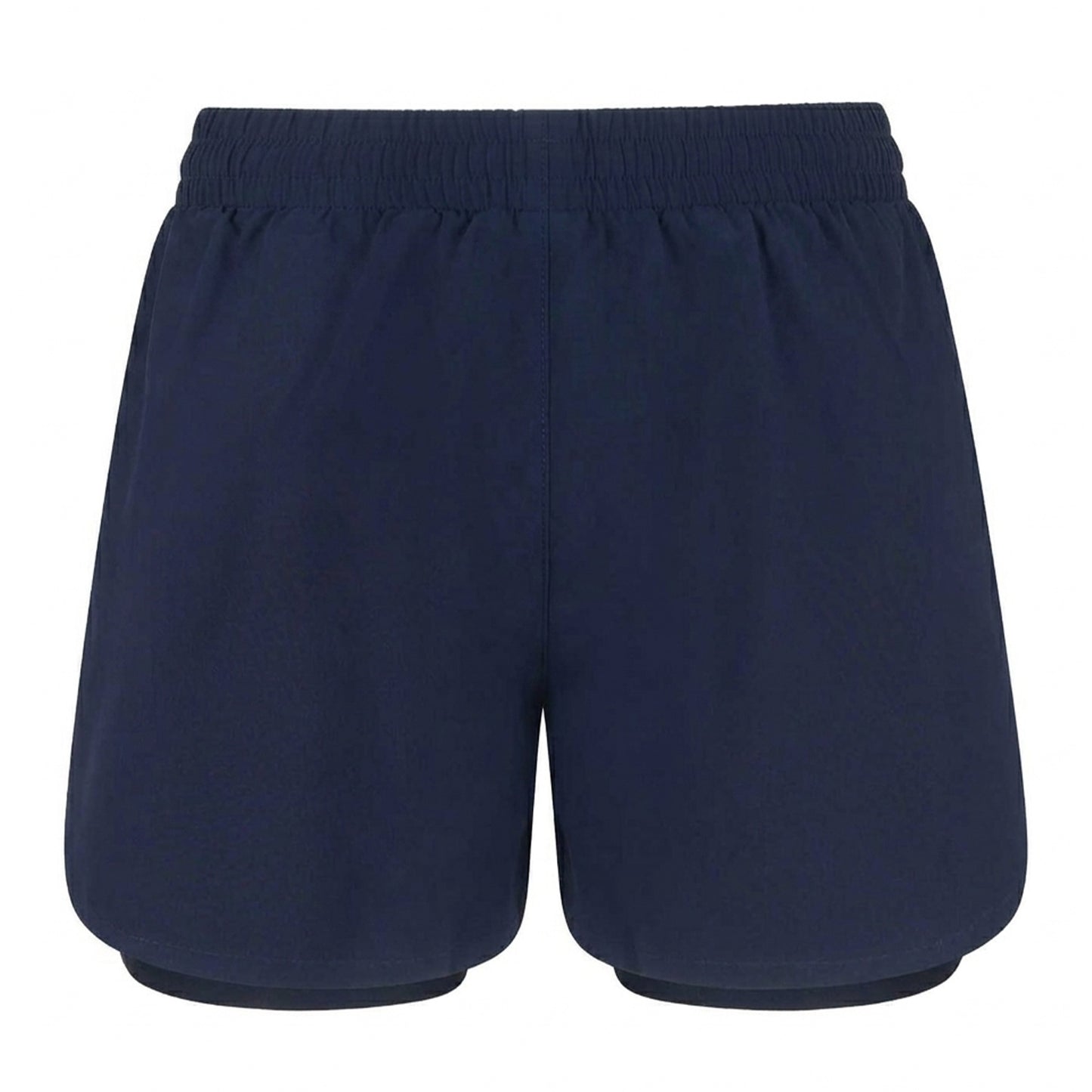 Navy - Back - Tombo Womens-Ladies Double Layered Sports Shorts