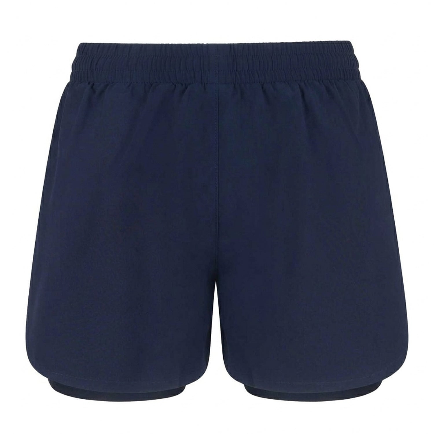 Navy - Back - Tombo Womens-Ladies Double Layered Sports Shorts