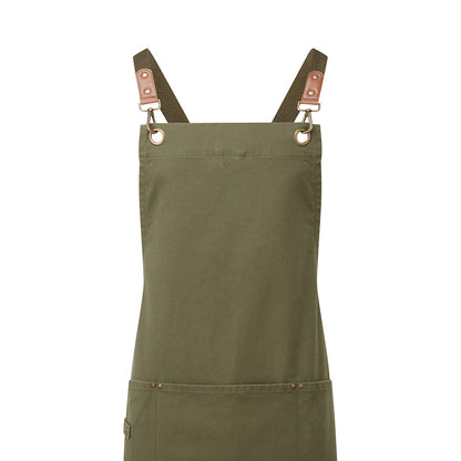 Olive - Back - Premier Cross Back Bib Apron