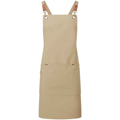 Natural - Front - Premier Cross Back Bib Apron