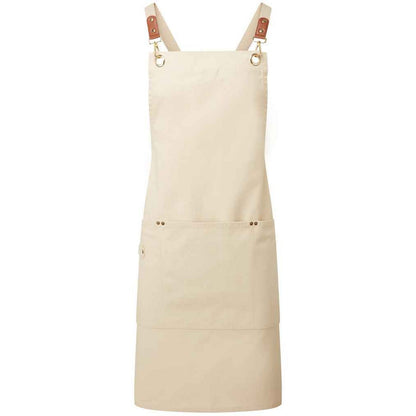 Khaki - Front - Premier Cross Back Bib Apron